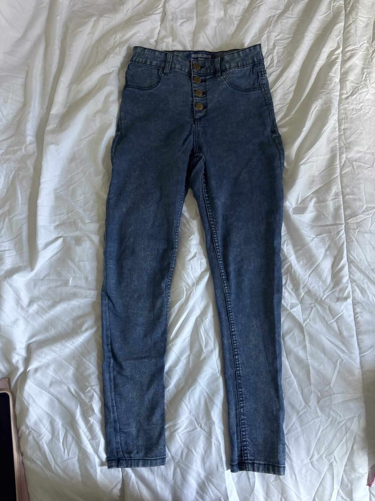 Jean taille haute bleu foncé
