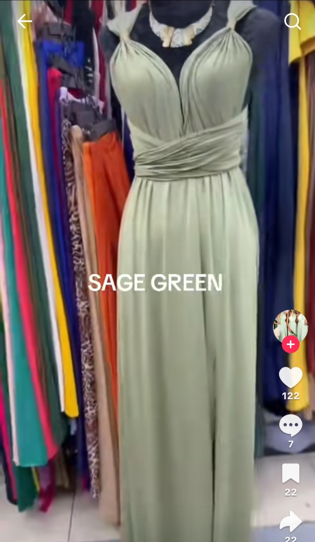 Robe infinity vert sauge