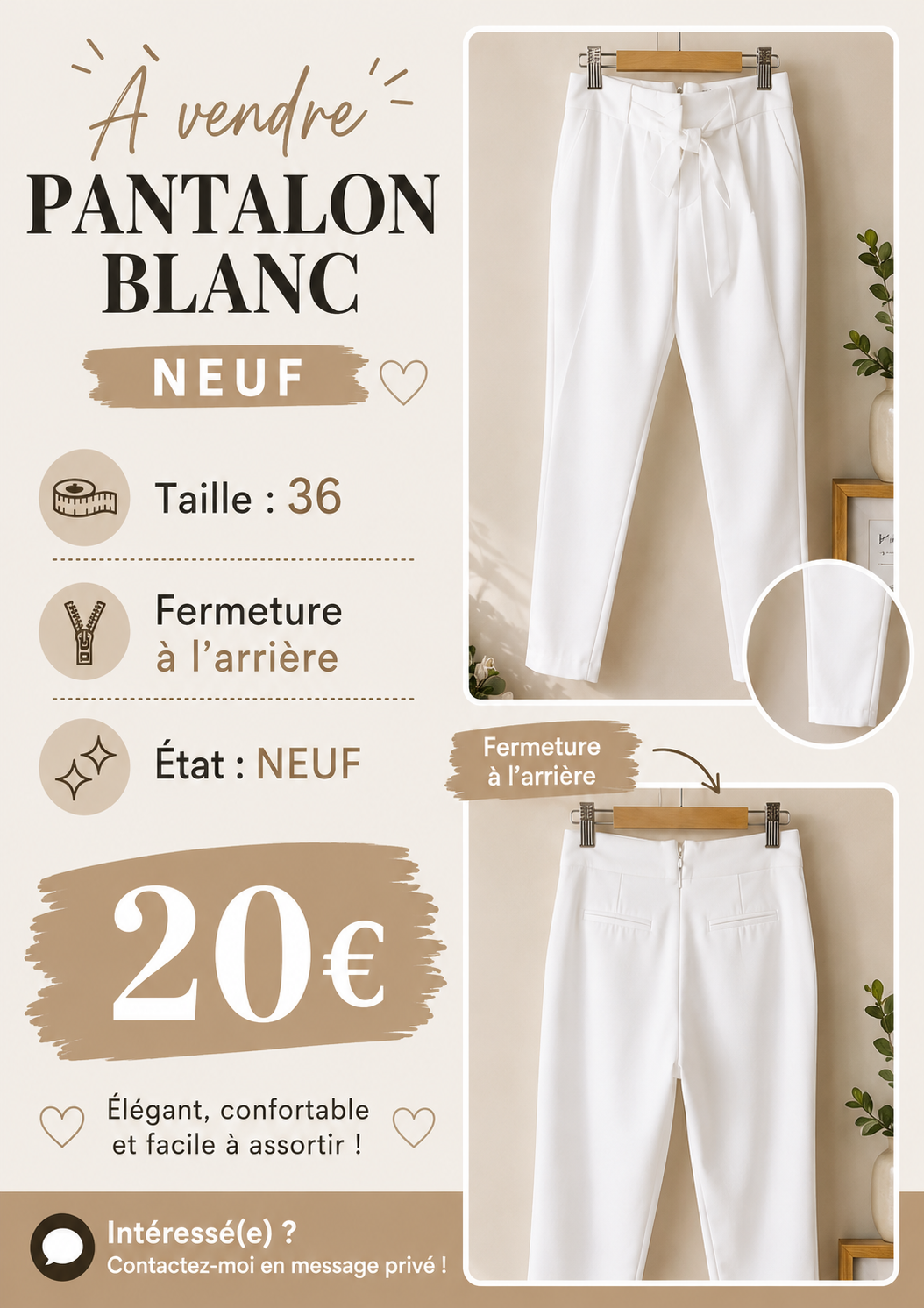 Pontalon blanc taille 36
