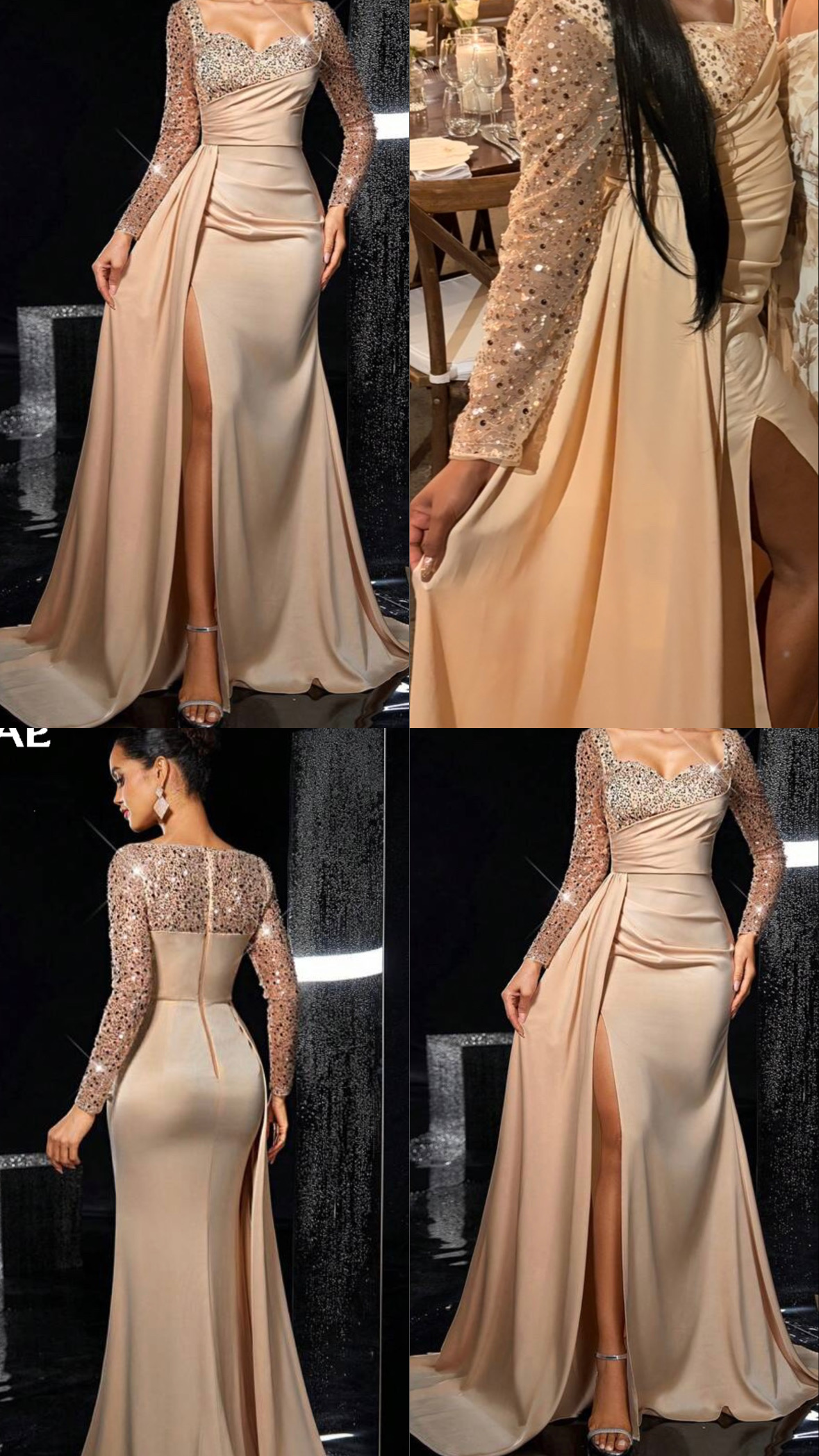 Robe soirée beige