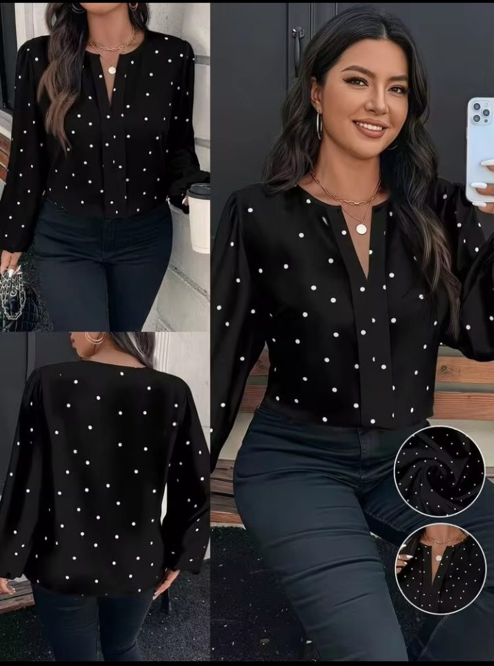 Chemise noir à points blancs