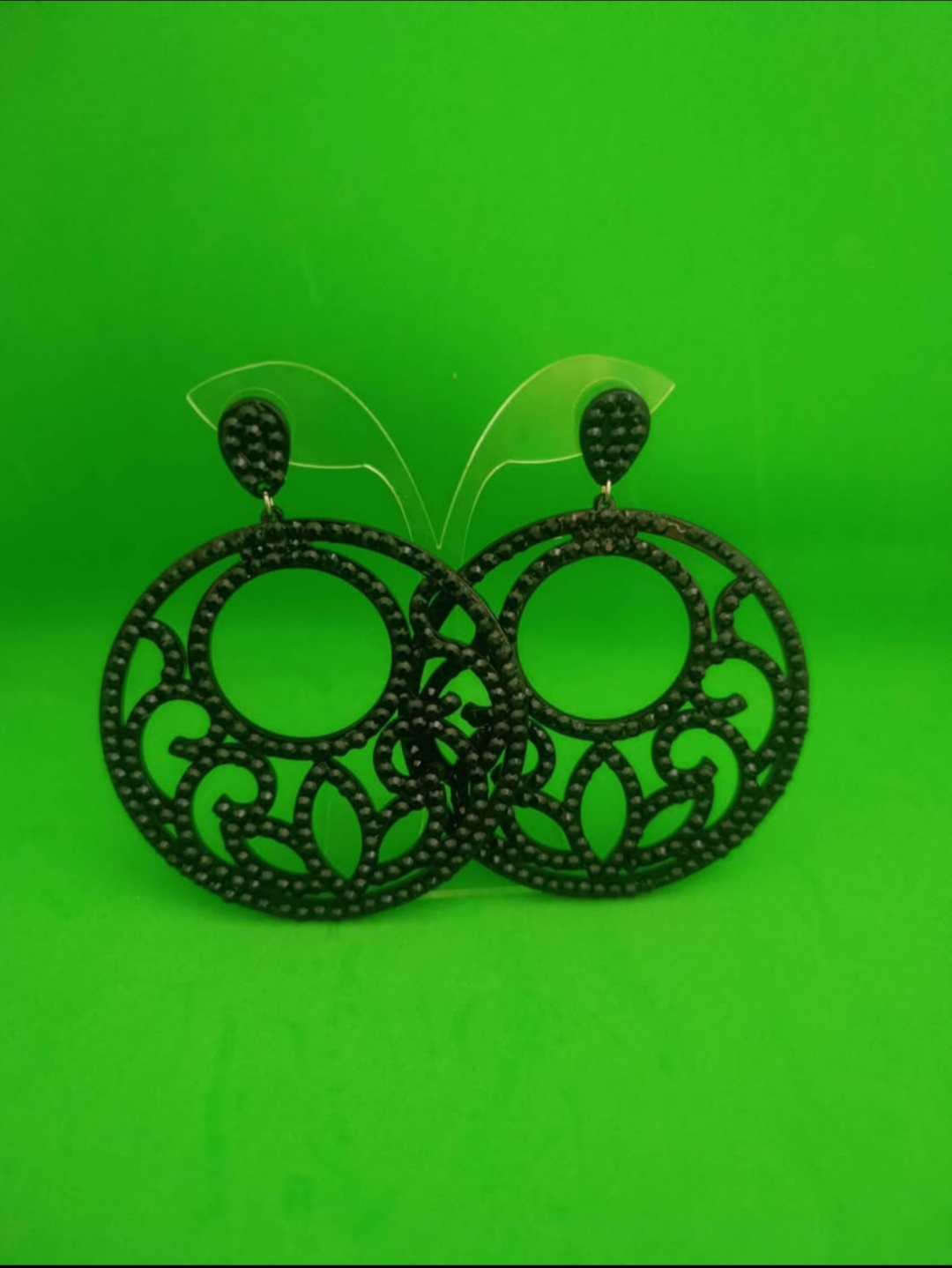 Grosse boucles d'oreilles en Strass Noir
