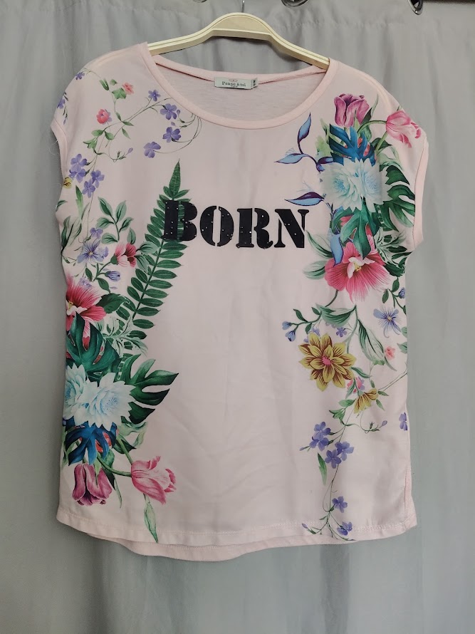 Haut rose fleurit TS/M