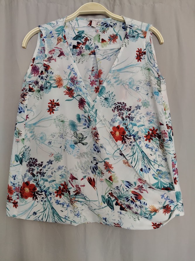 haut blousé sans manche  motif coloré TS/M