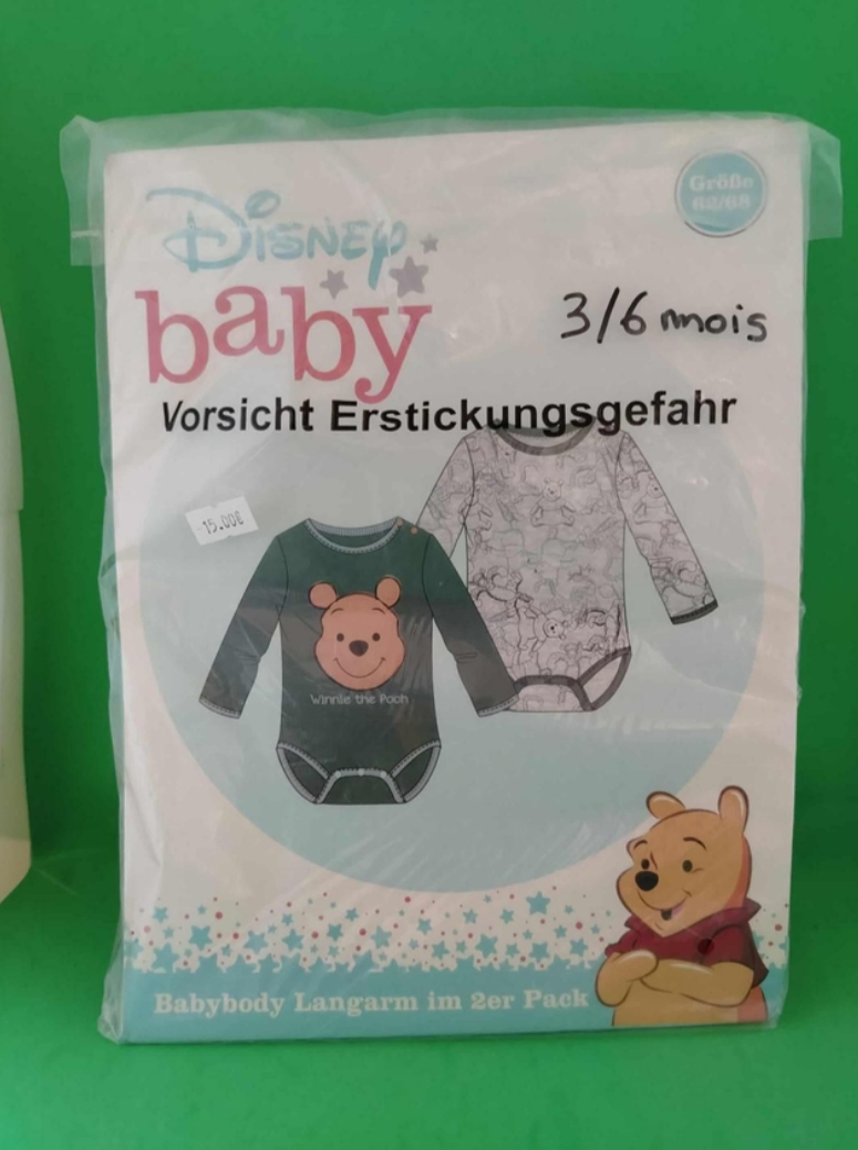 Lots de 2 Bodies manche longue Disney (Winnie l'ourson)
